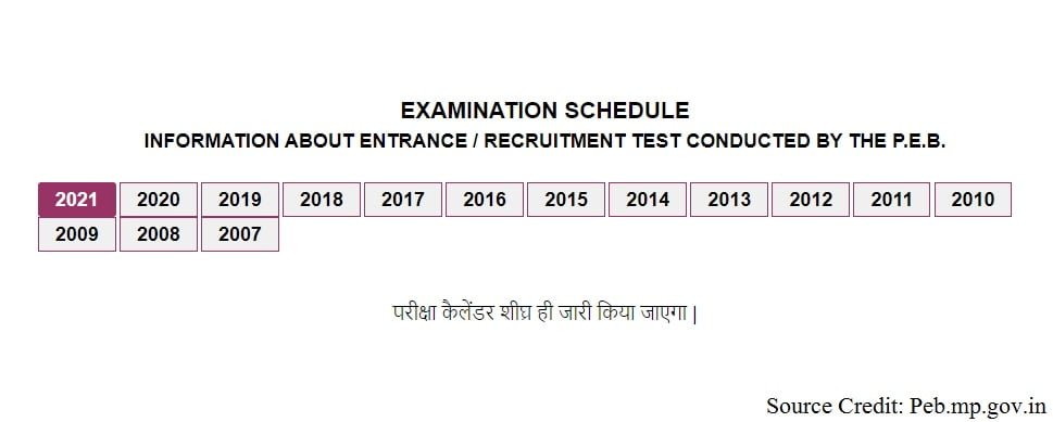 peb exam time table 2021